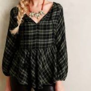 Anthropologie Plaid Peplum Top